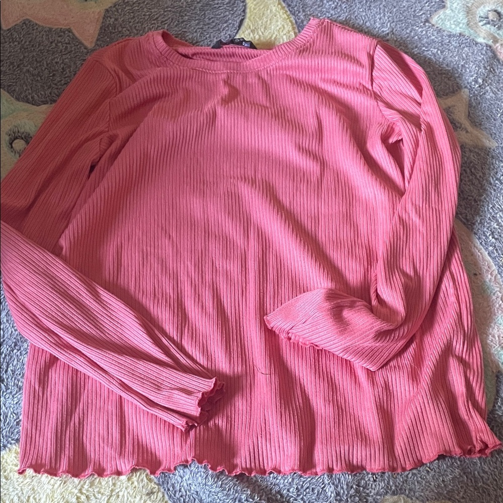Pink Ribbed Long Sleeve Top (Bin M)